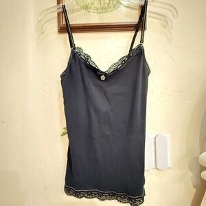 Vive Maria black lace trim cami top with crown detail Size M